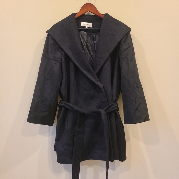 Calvin Klein Women's Belted Wrap Coat Plus Size 2X Shawl Collar